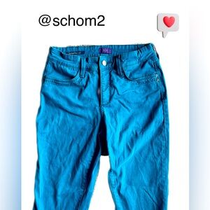 NYDJ size 2 Soft Samantha Slim Teal Pants Not Your Daughters Jeans
